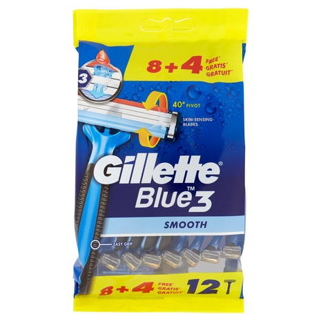 Gillette Blue3 Smooth Rasoio da Uomo Usa e Getta - 8 rasoi + 4 Gratis